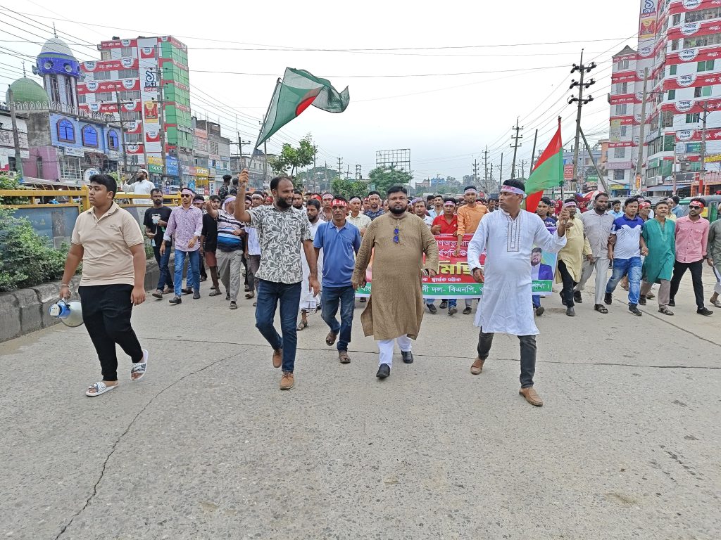 ভালুকায় মাসুদ চৌধুরীর নেতৃত্বে বিশাল বিজয় মিছিল